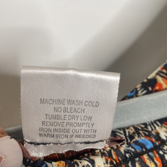 Scully Women's Multicolored Feather Print Sheer Mini Dress Ruffle Trim size XL - Picture 8 of 11